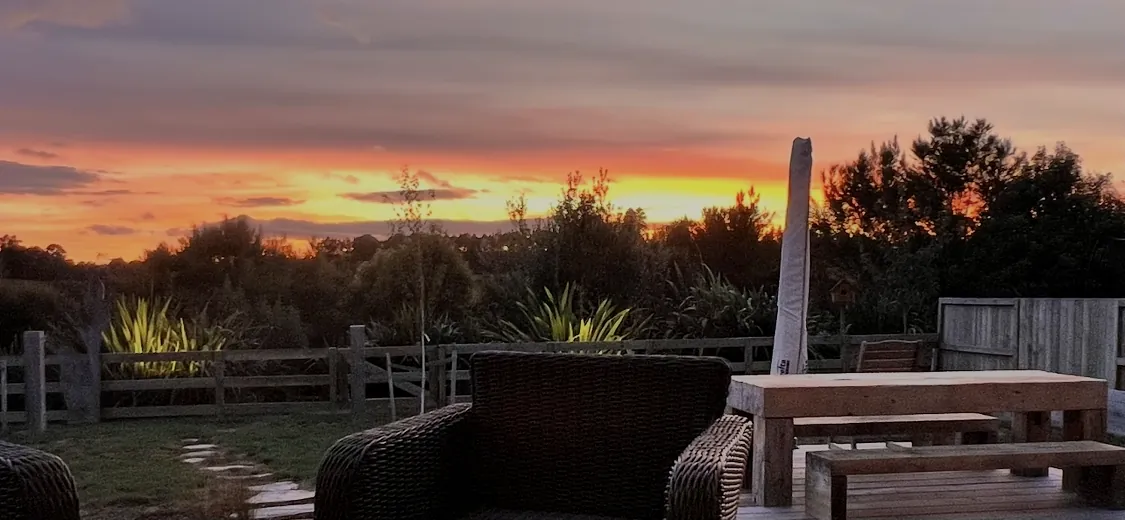 Sunset over open country from the deck